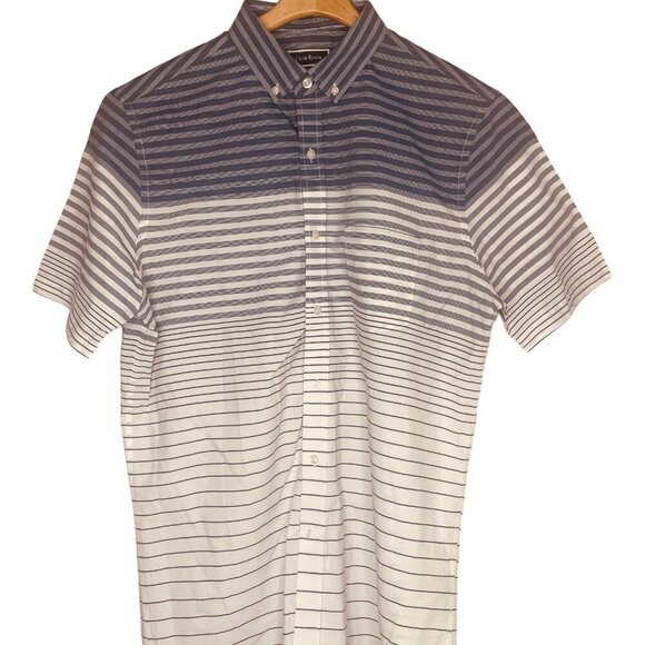 Club Room Other - Club Room Men's Blue & White Color Block Stripe Short Sleeve Button Down Shirt